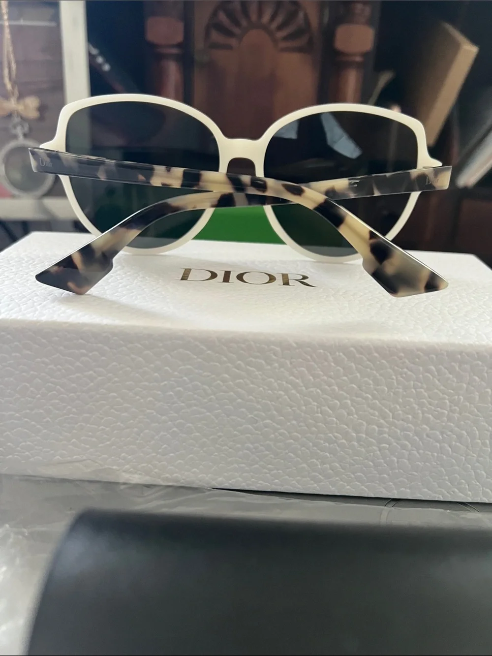 NEW CHRISTIAN DIOR DIORONDE2 X61DC WHITE TORT FRAMES SUNGLASSES 58-16